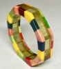 SZ79 Shultz multicolor  and applejuice octagon bakelite bangle